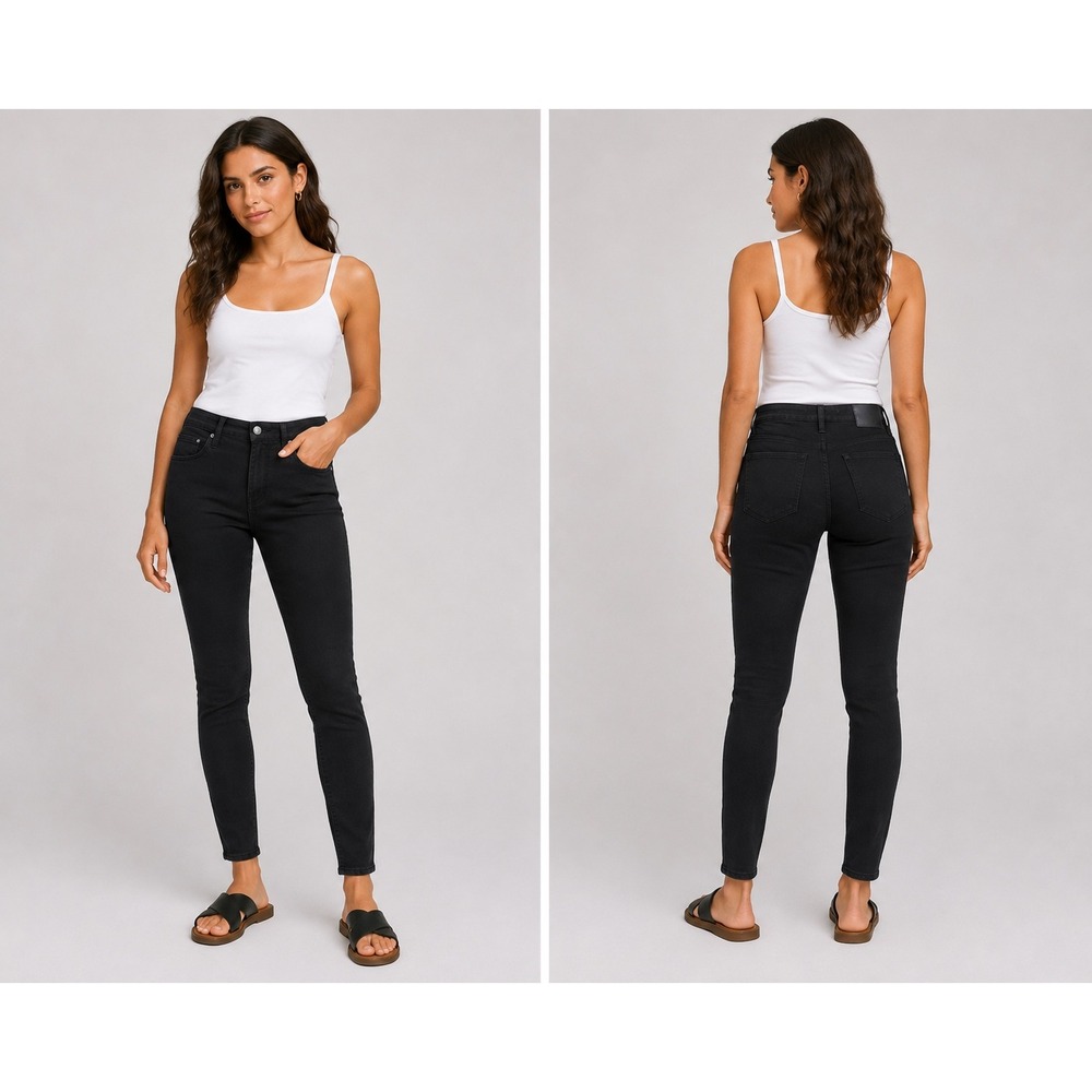 Madewell‎ 8" High Rise Skinny Jeans Petite W23 Black Stretch Denim